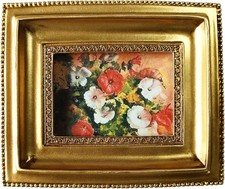 Vintage 2.5X3.5 Mini Picture Frame - Antique Gold Embossed Design, Elegant Table