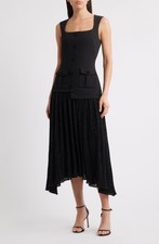 NWT 498 Black Halo Vianey Mixed Media Asymmetrical Midi Dress 4