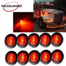 Truck Side Light 3LED 10pcs For Chevy C10 3-4In Round Crystal Light red 24V