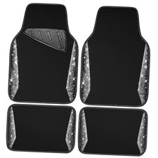 Bling Diamond Car Floor Mat Shining Rhinestones Carpet, Sparkly Silver Diamond