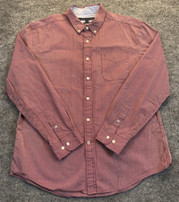 Tommy Hilfiger Red Stripe Button Down Shirt Men s Size XL Custom Fit Long Sleeve