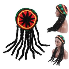 Erwachsene Rasta Jamaican Hat Bob   Strickmütze Perücke Dread Locks