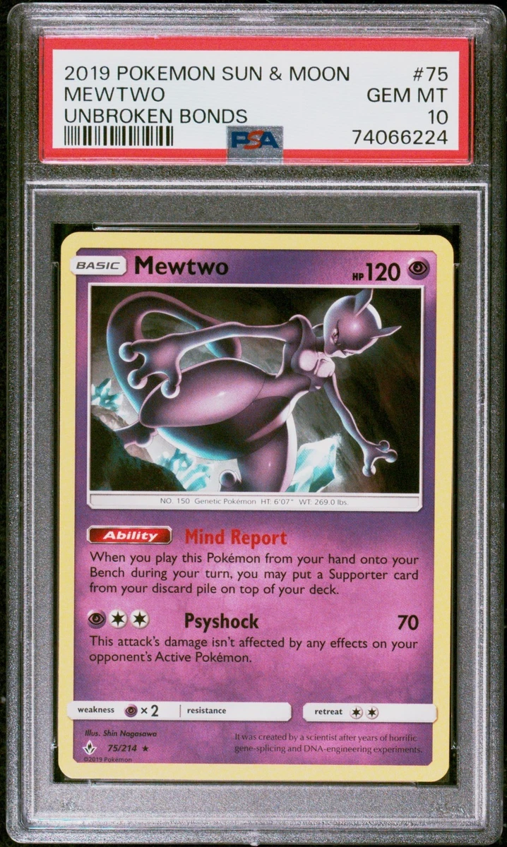 Mewtwo Pokémon TCG Sun & Moon Grade 10 Individual Trading Card