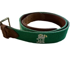 Pebble Beach Men's Augusta Gnomes Needlepoint Belt Genuine Leather End 36w