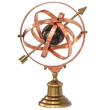 Sonnenuhr Aluminium Kupfer Messing Dekoration Antik-Stil Weltkugel 50cm