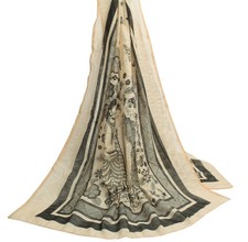 Sushila Vintage Cream Dupatta Blend Cotton Madhubani Printed Long Stole Scarves