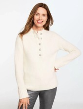 Jewel Button Henley Sweater at Talbots, NWT 119, color IVORY