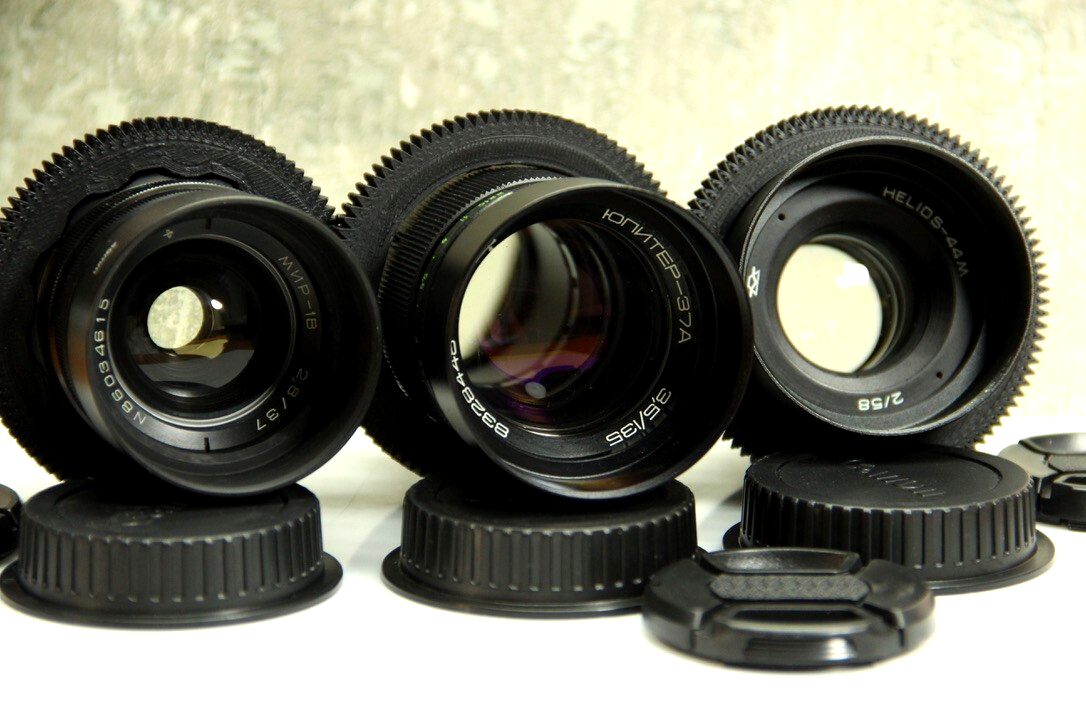 Soviet lens Helios 44 2/58mm Mir-1B 37mm Jupiter-37A 135m M42