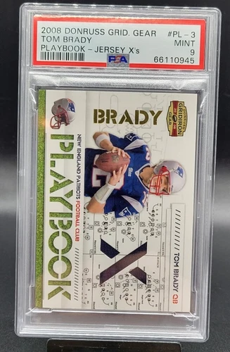 🔥 2008 Gridiron Gear Tom Brady PLAYBOOK GAME WORN JERSEY /250 PSA 9 MINT POP 2