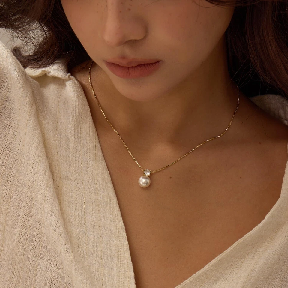 Collares de perlas doradas para mujer, gargantilla de perlas delicadas naturales de agua dulce de 14K nueva... Foto 3 de 4