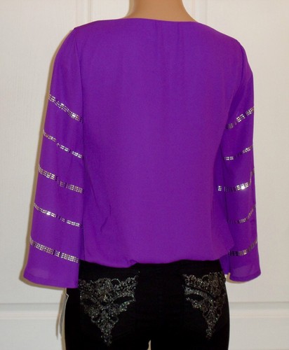 Top viola Alfani Paradise nuovo con etichetta taglia (4) orig $79 - Foto 5 di 5