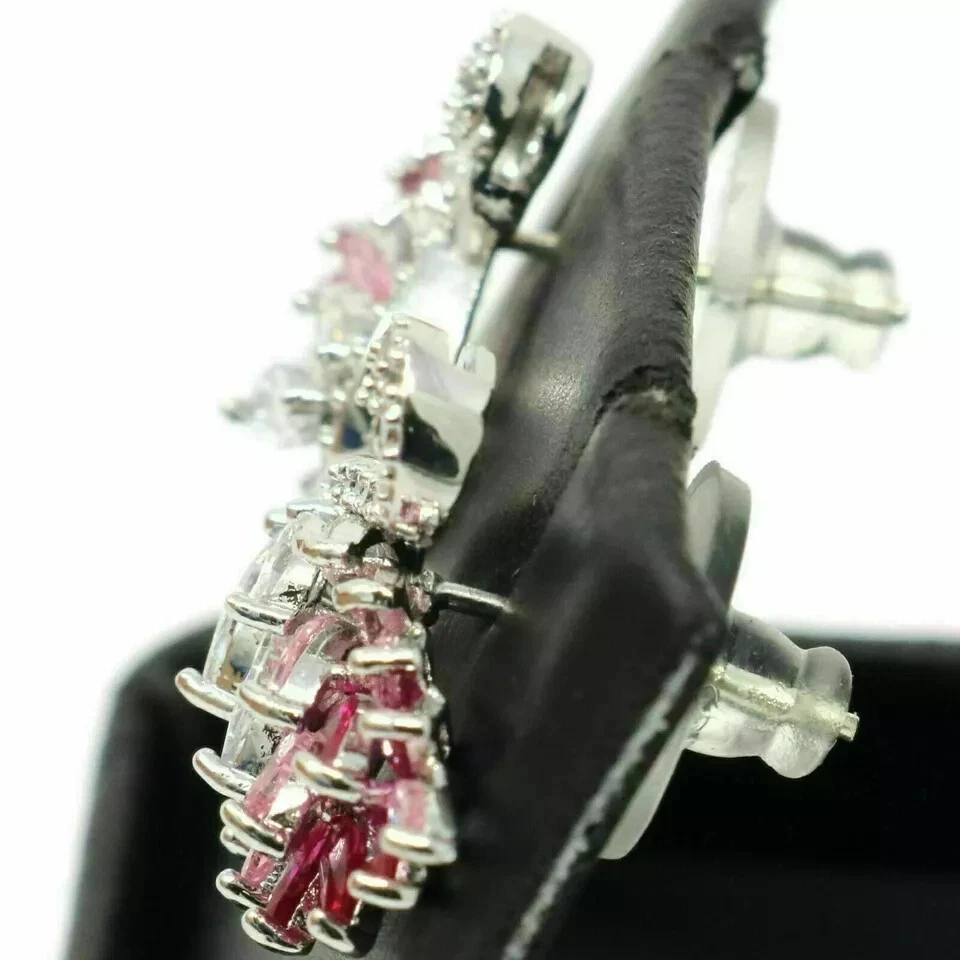 14K White Gold Plated 2.10Ct Marquise Lab Created Diamond Swan Gift Stud Earring - Image 4 of 4