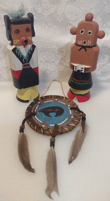 2 Kachina Holz Indianer Indianer Puppen Ornament Konvolut wie Fund Nachlass Rettung