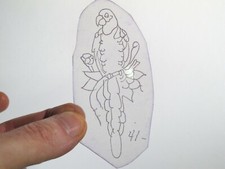 vtg 1960s 1970s Tattoo Flash acetate stencil Parrot on Branch v1 BR1