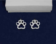 Sterling Silver-Plated Hollow Paw Print Earrings/Studs - SALE BENEFITS RESCUE