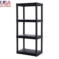 4-Shelf Plastic Storage Shelves Heavy Duty Freestanding Organizer 200Lb Capacity