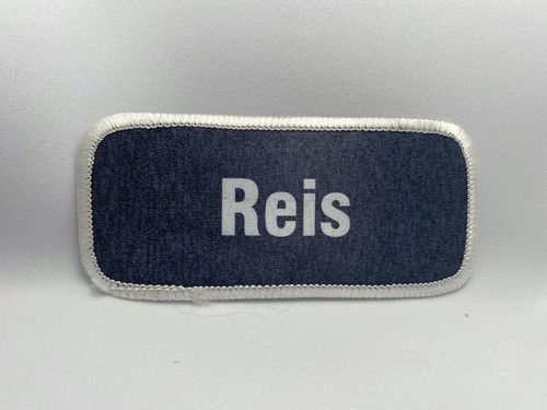 REIS USED SILK SCREEN SEW ON NAME PATCH TAGS WHITE ON BLACK