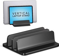 Kuzy Vertical Laptop Stand for Desk, Laptop Stand Dual Slots, Adjustable Dock