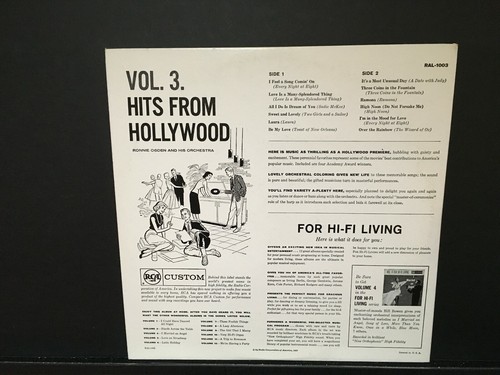 Ronnie Ogden & His Orchestra - Hits From Hollywood Vol. 3 - RCA Custom (1957) LP - Picture 2 of 2