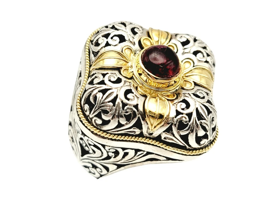 Anillo Konstantino Turmalina Cabujón Plata 925 Filigrana Oro Amarillo 18K Talla 6.5 Foto 4 de 4