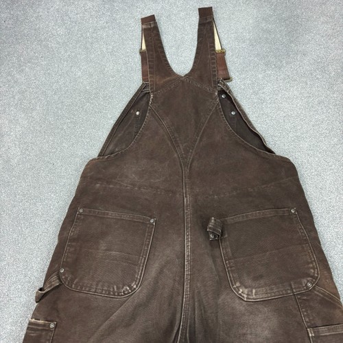 Carhartt Dungarees Adult 36x32 Brown Overalls Double Knee Bib Lined Canvas Men* - Picture 16 of 17