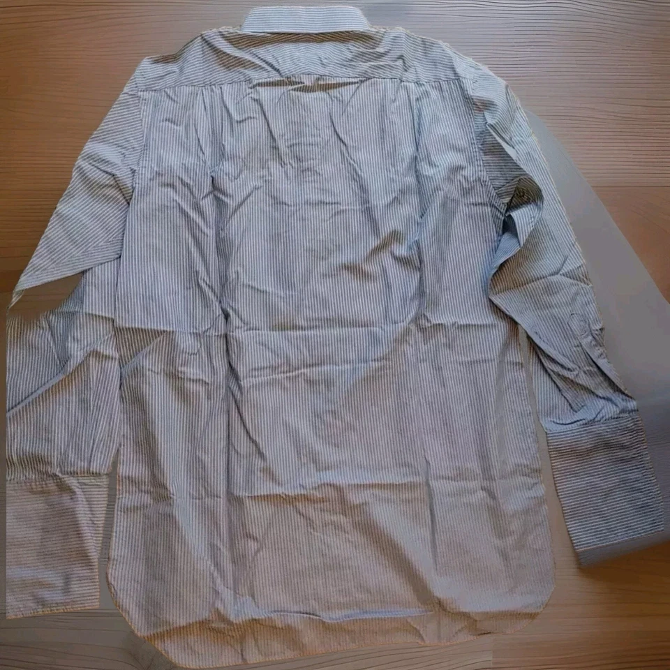 Camisa de vestir Thomas rosa para hombre superfina dos pliegues azul y amarillo algodón 15,5 x 34 Foto 4 de 4