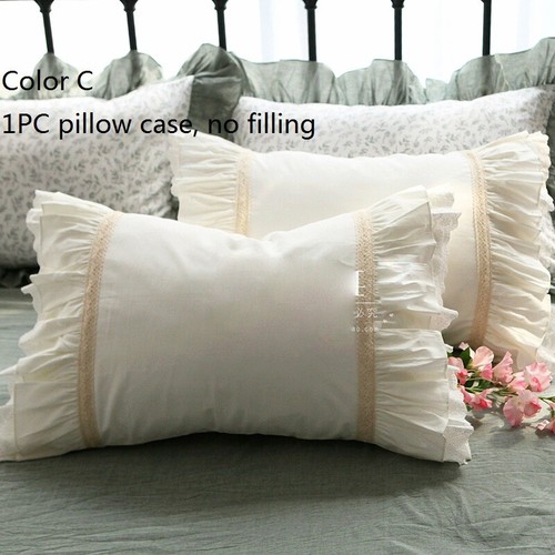 UK STOCK Lace Ruffle Cotton Pillow Case 48x74cm Pillowcase Bedding Fairy Cute - Picture 9 of 13