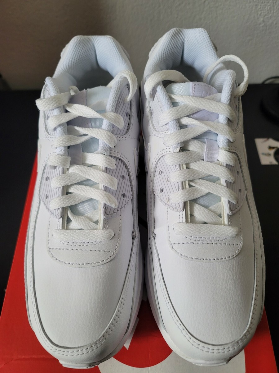 Nike Air Max 90 Leather (GS) White/White Big Kids Running Shoes