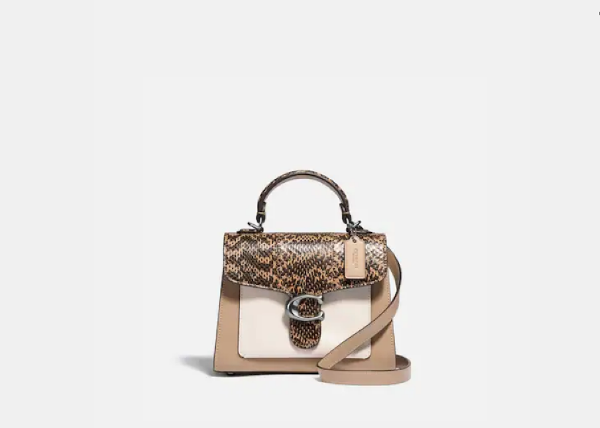 Coach 3787 Tabby Top Handle 20 In Colorblock With Snakeskin Detail