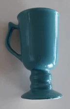 VINTAGE Hall Pottery Footed Pedestal Irish Coffee Mug Teal-ish #1272 Made in USA