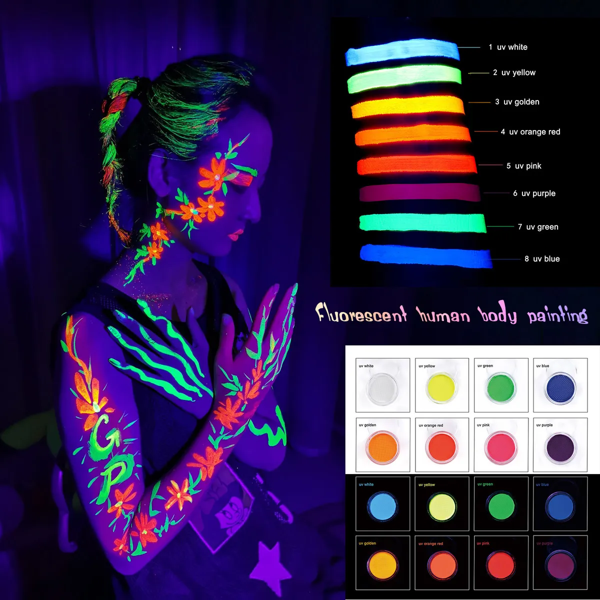 New Water-based Fluorescent Body Paint Pigment Glow in The Dark Lipstick