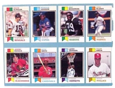 VINTAGE UNCUT BASKETBALL FOOTBALL HOCKEY BASEBALL CARDS IN ONE SHEET UNCUT