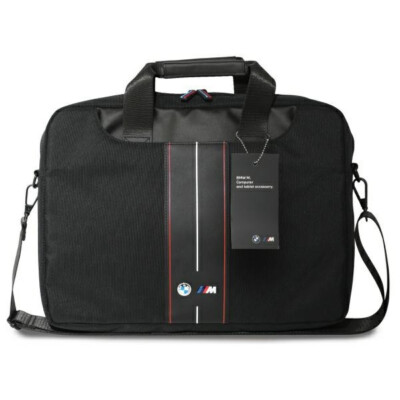BMW Notebook Laptop Tablet 16'' Tasche Computer Bag Leather / Nylon M Red Stripe