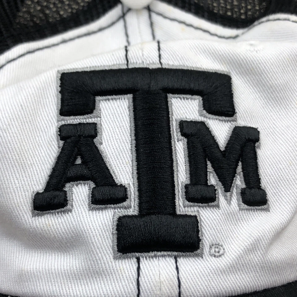 Texas A&M Aggies Hat Black/white Ball Cap Embroidered Logo Strap Back ATM Logo - Image 3 of 4