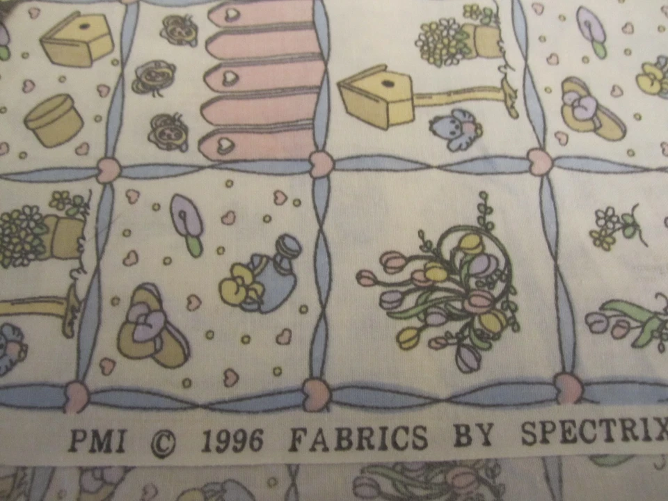 VTG PRECIOUS MOMENTS FABRIC  SPECTRIX 1996  Garden Scenes 2yd 26" x 44 - Image 2 of 4