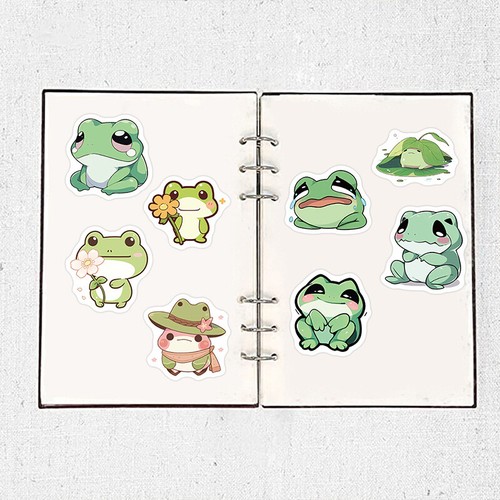100 Sheets Cute Animal Frog Cartoon Stickers Decals Laptop Notebook Decorati _yi - Zdjęcie 4 z 9