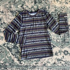 TERRAMAR Youth Boys Navy Blue Base Layer Top Size XL Stripes Mountains Winter