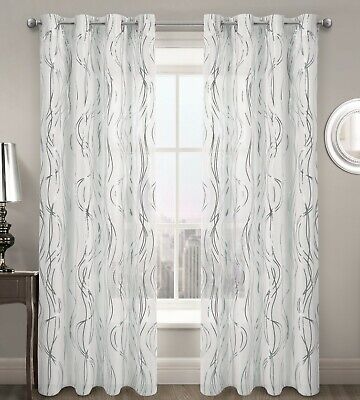 Voile Curtain Eyelet Panel White Gold, Voile White Curtains Eyelet