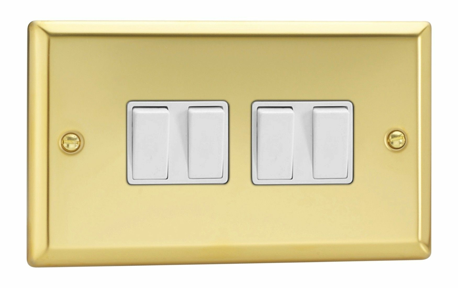 Varilight XV9W Victorian Polished Brass 4 Gang 1 or 2 Way Rocker Light Switch