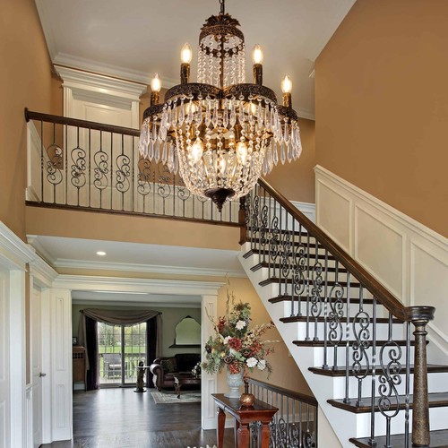 TOCHIC Crystal Chandelier9 Lights French Empire Crystal ChandelierRustic Farm... - Picture 3 of 9