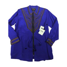 Vtg Qvc Bob Mackie Womens Med. Embroidered Tunic Jacket Full Zip Purple New