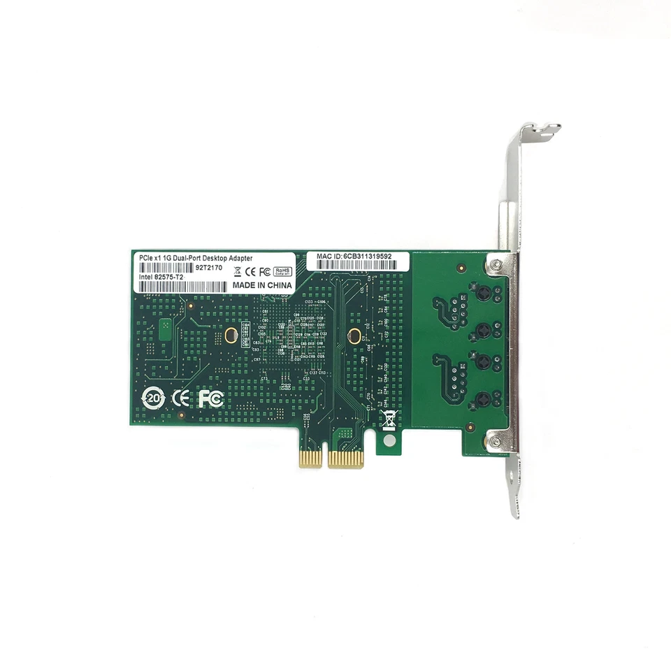 intel Dual Port PCI-EX1 Intel 82575EB E1G42ET/EF/E1G44ET Gigabit Server Adapter - Image 3 of 4