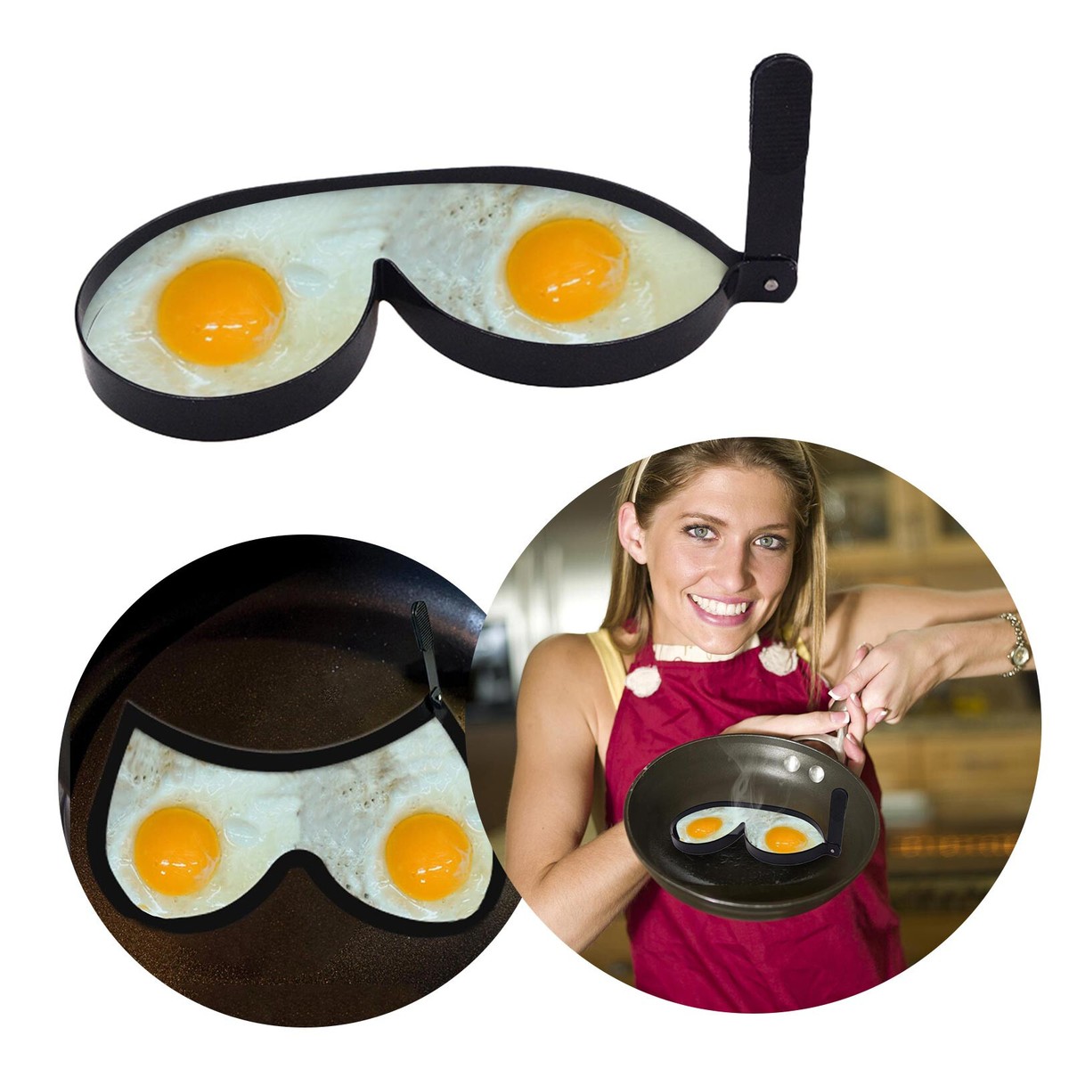 Funny Egg Fryer Home Kitchen Spoof Omelette Fun Mold Cooking Utensils  Holder Set