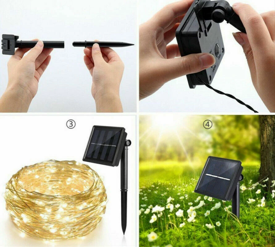 Solar Twinkle Powered100LED Fairy String Night Lights Outdoor Garden Patio Decor - Image 4 of 4