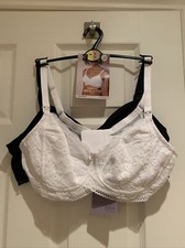 BNWT M&S 2 PK NURSING BRALETTE PACK NON-WIRED BLACK/WHITE SIZE 38B