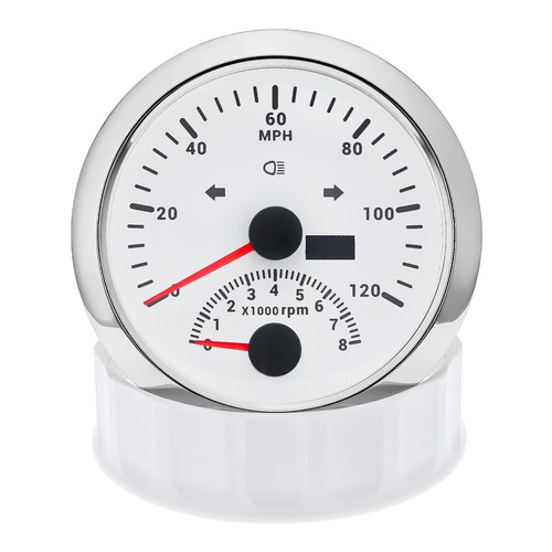 2 Gauge Set 85mm White GPS Speedometer 120MPH Tacho/Fuel/Oil/Temp/Volt W/Sensor - Picture 8 of 18