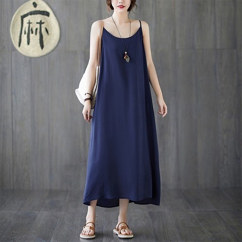 Lady Loose Slips Dress Strappy Spaghetti Underdress Underskirts Sleeveless Solid - Picture 13 of 21