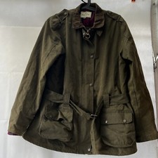 Hoggs Of Fife 1888 Scotland Waxed Cotton Belted Wax Jacket. Uk Women's Size 16