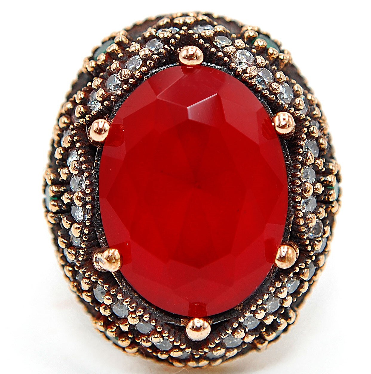 12CT Treated Ruby Ottoman Empire Style 925 Sterling Silver Ring Size 7 H3-9