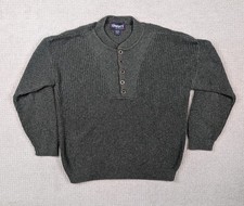 Vintage Liberty Men's XL Cotton Ribbed Knit Pullover Sweater 5-Button Green USA